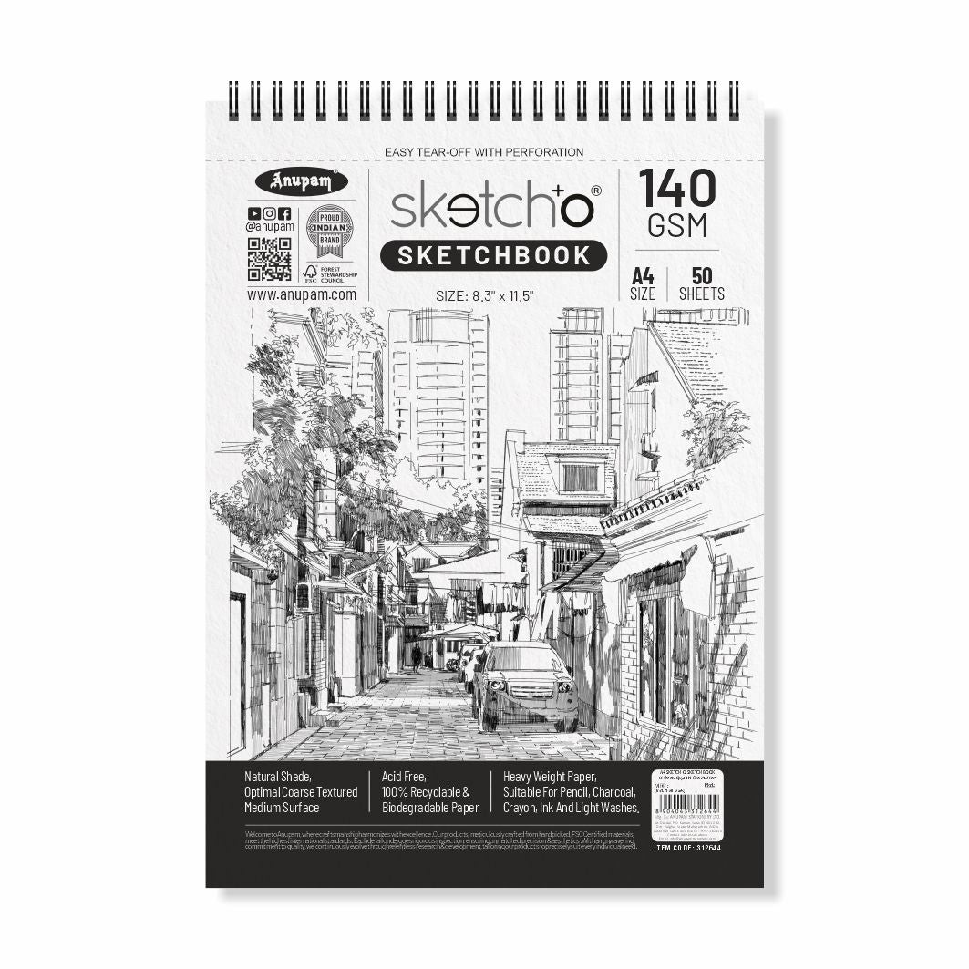 Anupam Sketch-O Sketching and Drawing Sketchbook-Soft Bound-Cartridge Paper-140GSM-Wireo Book
